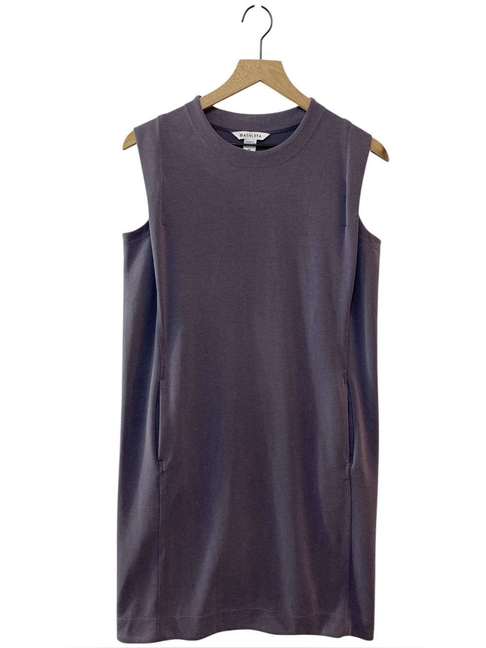 Athleta Sleeveless Jersey Shift Dress Size XS Purple Stretch Comfy Casual